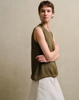 Linen Sleeveless Knit Tank Top