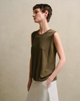 Linen Sleeveless Knit Tank Top