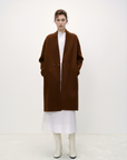 Overlap-Collar Wool Coat