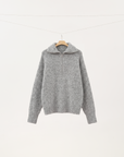 Zip-Neck Textured Wool-Blend Pullover Sweater