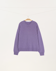 Relaxed Shoulder Cashmere-Wool Crewneck Sweater