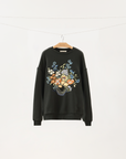 Sweat-shirt en polaire brodé de fleurs