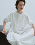 Paper-Texture Cotton Short Sleeve Dress