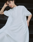 Paper-Texture Cotton Short Sleeve Dress