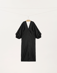 Gambiered Canton Silk Sculptural Midi Dress