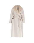 100% Cashmere Beige Coat with Mink Fur