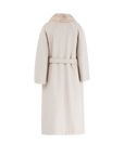 100% Cashmere Beige Coat with Mink Fur