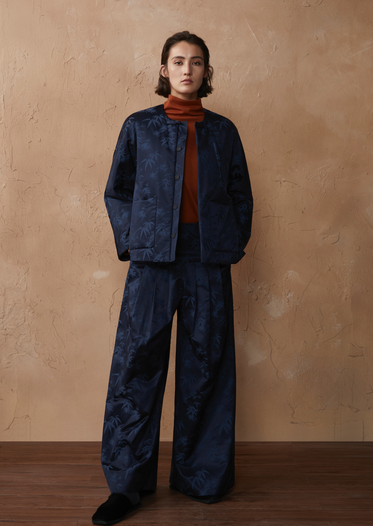 Bamboo Leaf Quilted Cotton-Silk Jacket