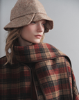 Brown-Red Plaid Wool Blend Cape
