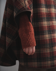 Brown-Red Plaid Wool Blend Cape