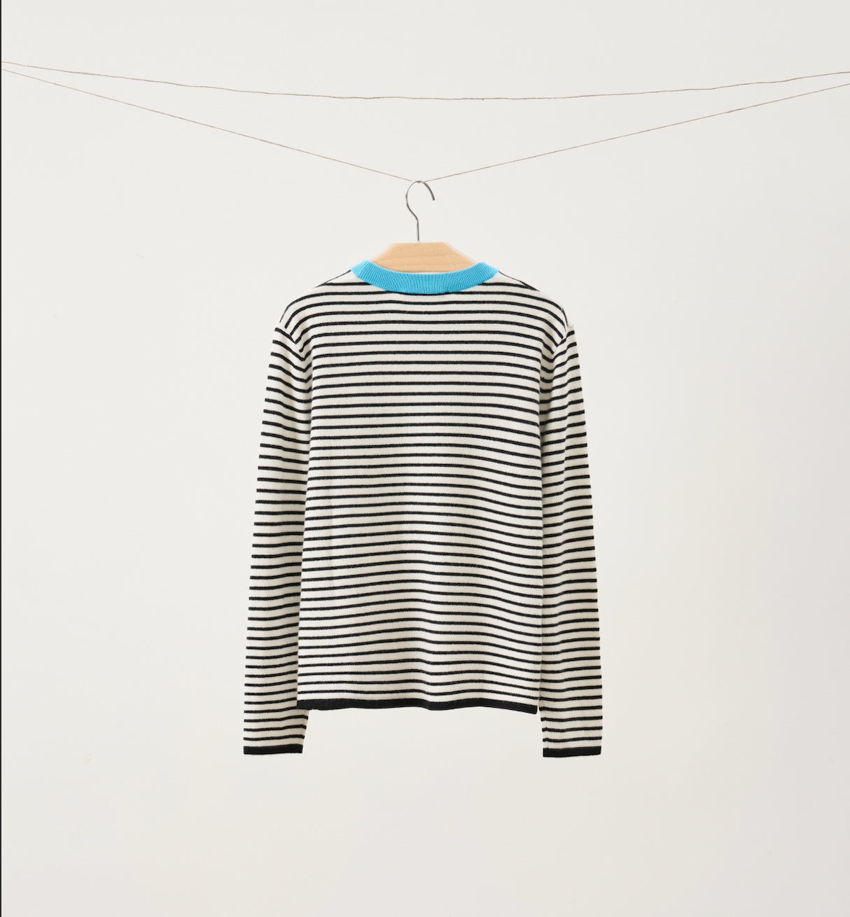 Contrast Collar Striped Wool-Cashmere Sweater