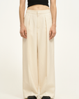 Draped Linen-Blend Wide-Leg Pants
