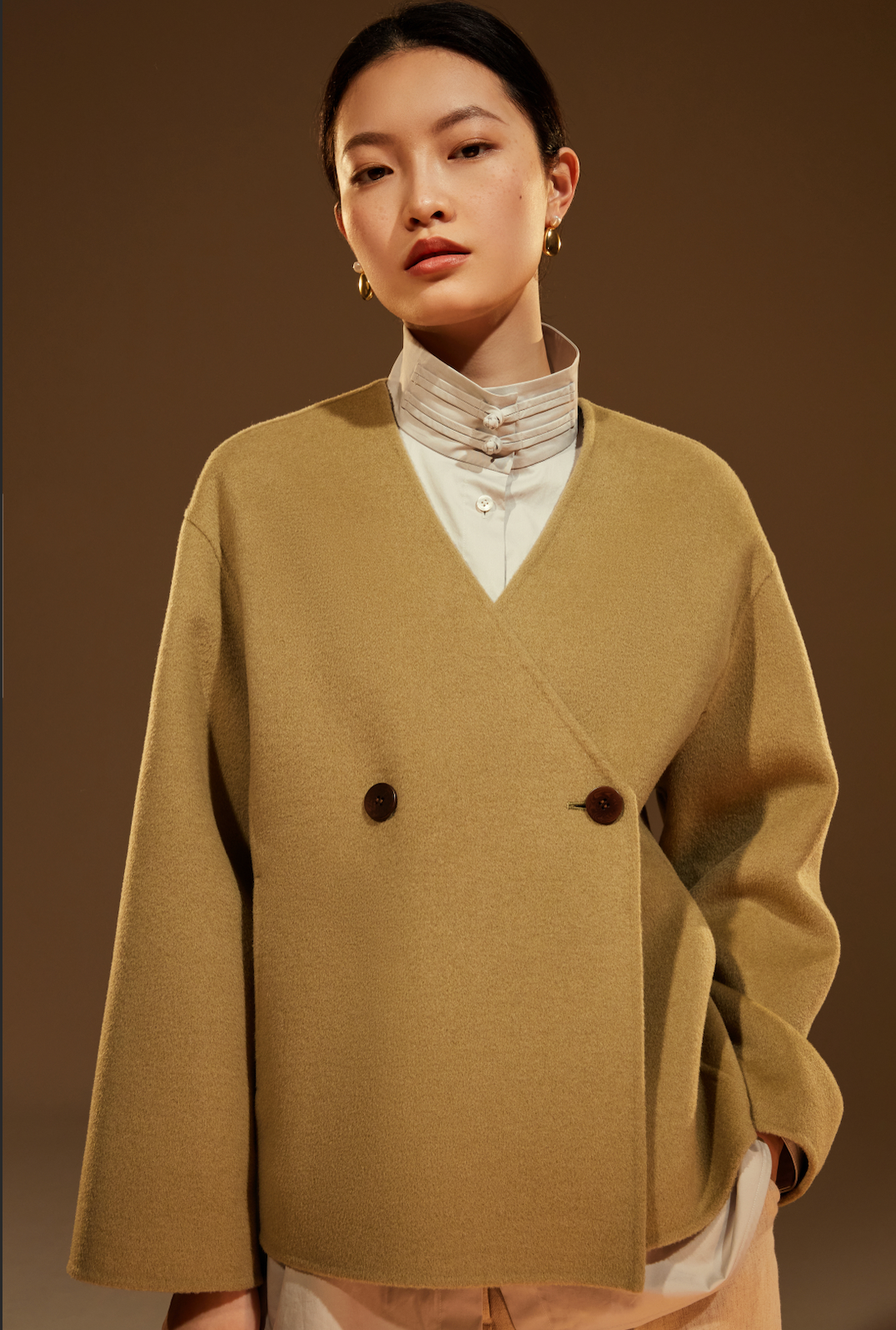 Short Double-Faced Wool Coat