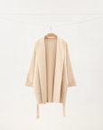 Mid-Length Shawl Collar Wool-Silk-Cashmere Coat