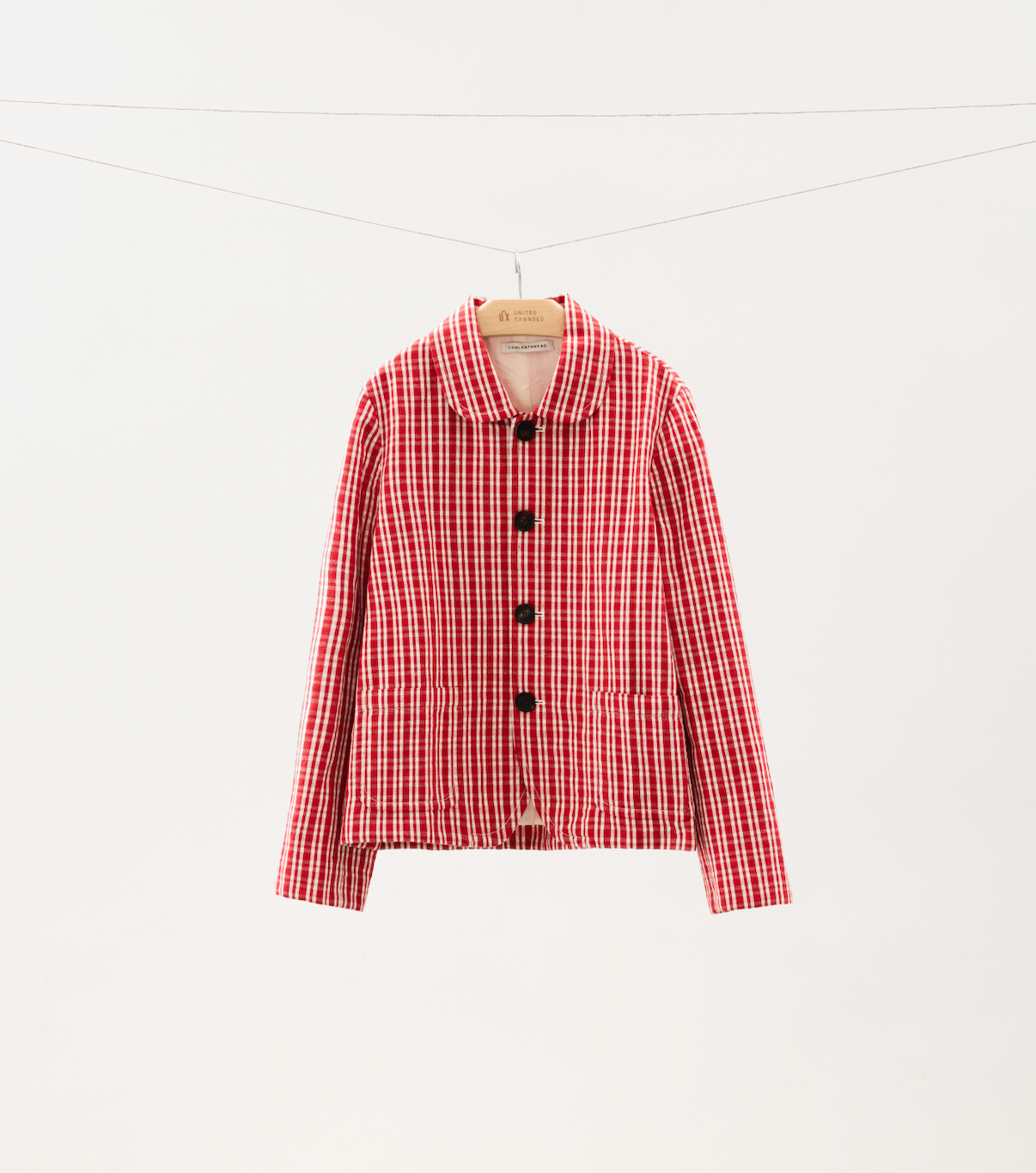 Red Gingham Cotton-Linen Jacket