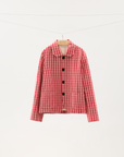 Red Gingham Cotton-Linen Jacket