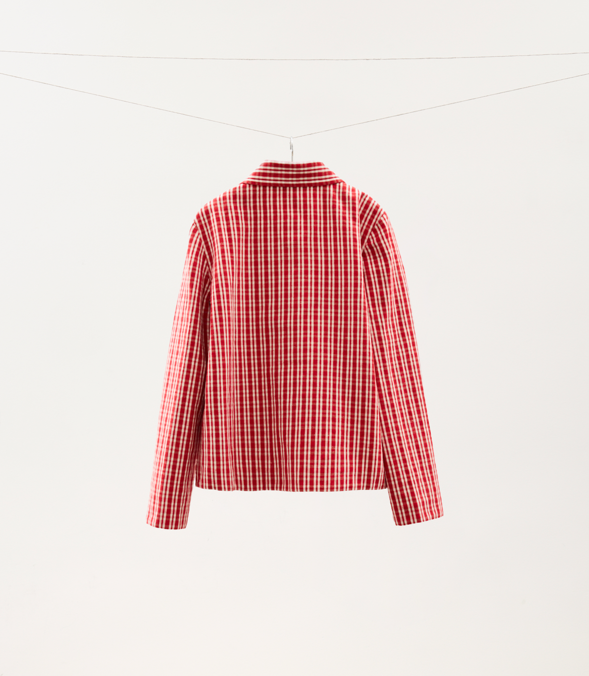 Red Gingham Cotton-Linen Jacket