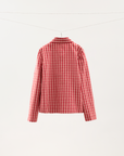 Red Gingham Cotton-Linen Jacket