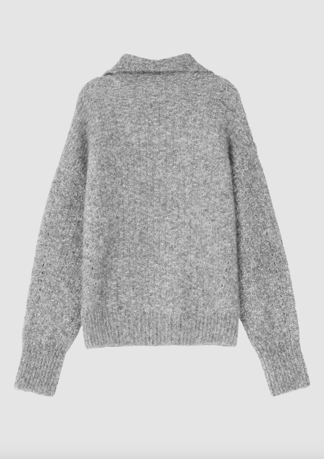 Zip-Neck Textured Wool-Blend Pullover Sweater