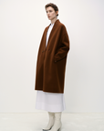 Overlap-Collar Wool Coat