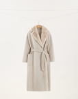 100% Cashmere Beige Coat with Mink Fur