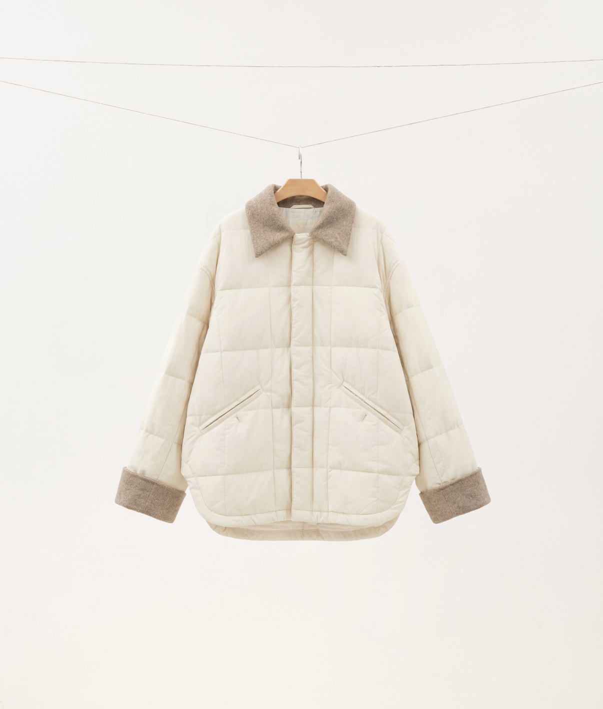 Lightweight Wool-Trim Quilted Jacket