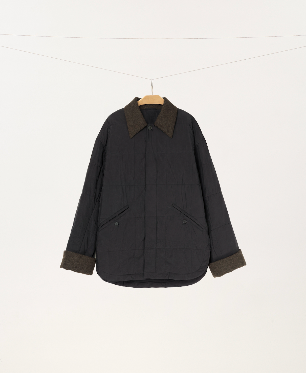 Lightweight Wool-Trim Quilted Jacket