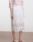 Cotton Eyelet Embroidered Midi Skirt