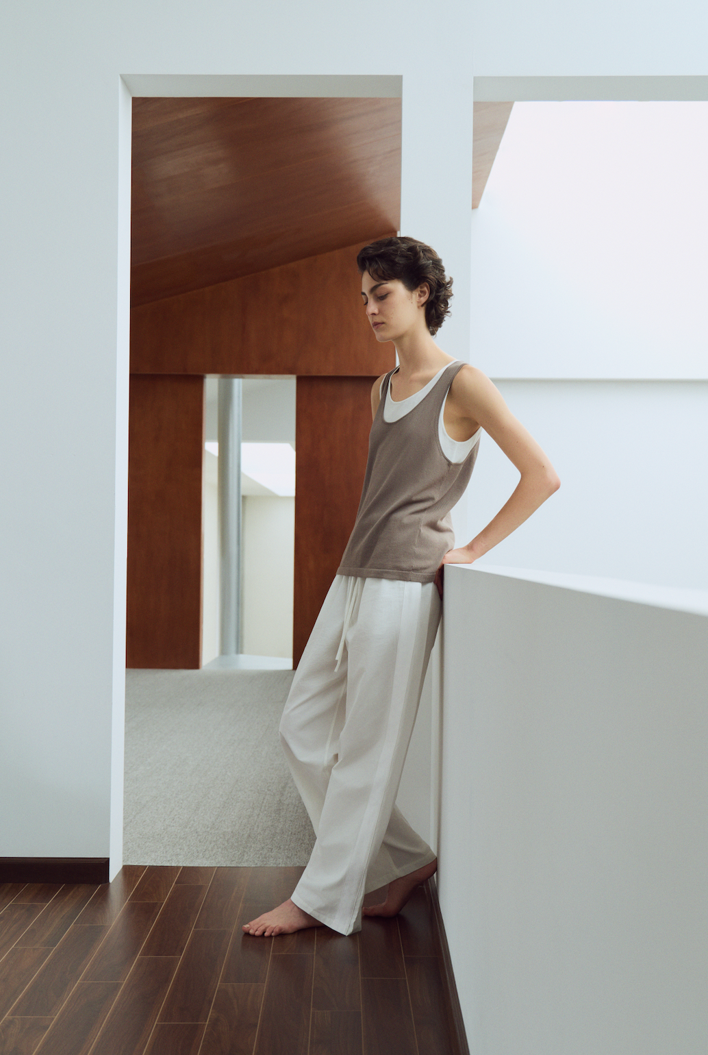 Omi Bleached Cotton Tapered Pants
