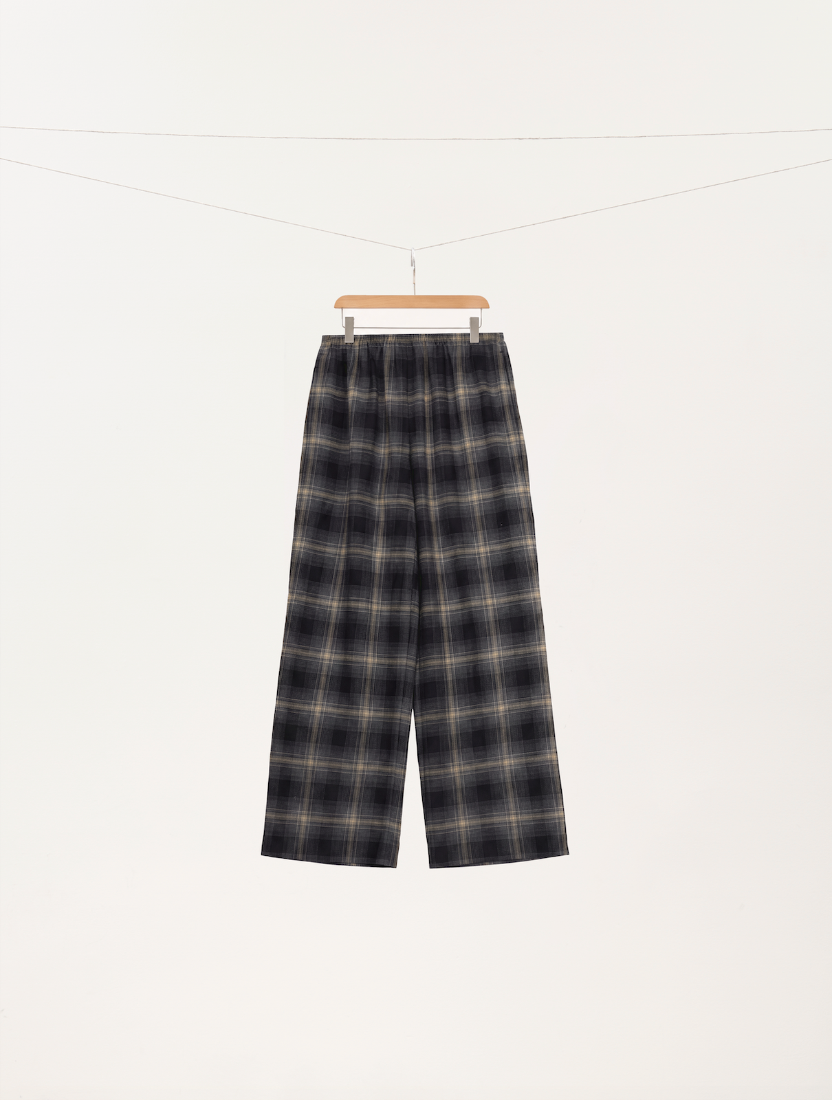 Yarn-Dyed Checked Wool Straight Leg Trousers
