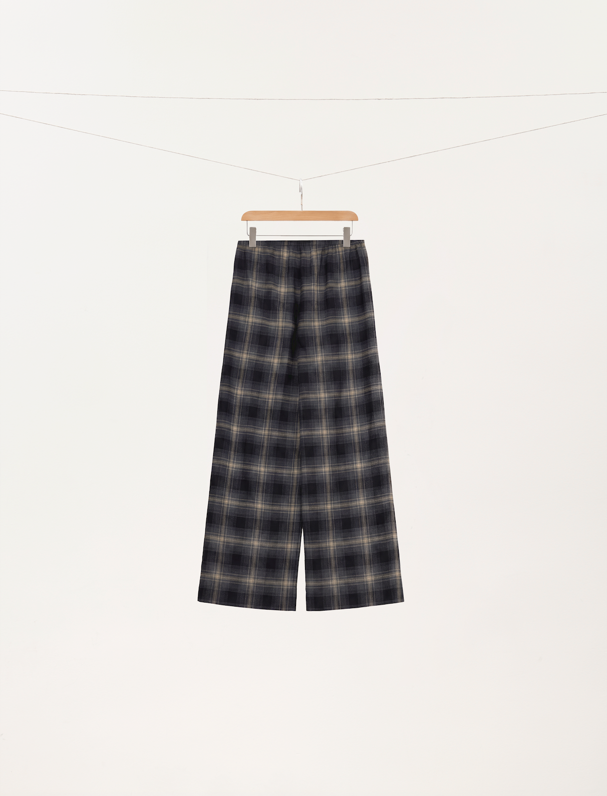 Yarn-Dyed Checked Wool Straight Leg Trousers