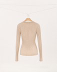 Pure Mulberry Silk Ribbed U-Neck Top