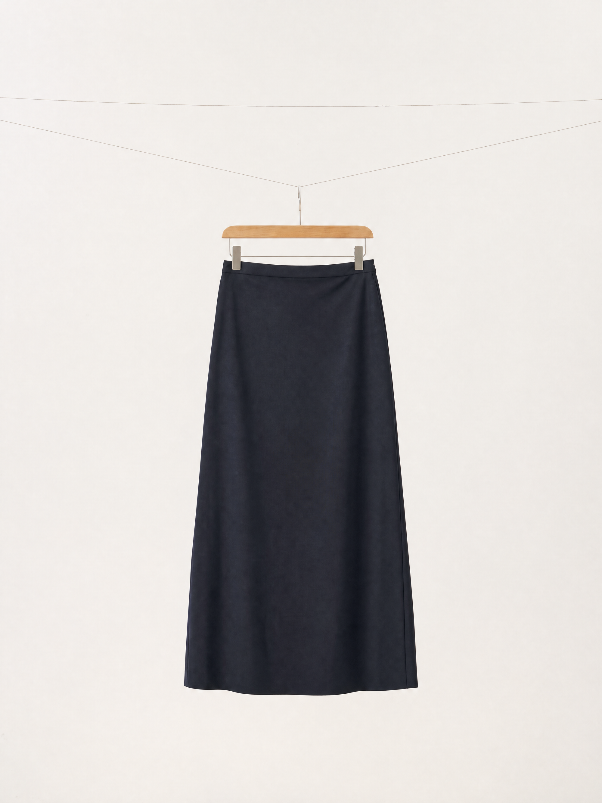 Tailored Wool Straight Midi Skirt