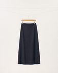 Tailored Wool Straight Midi Skirt