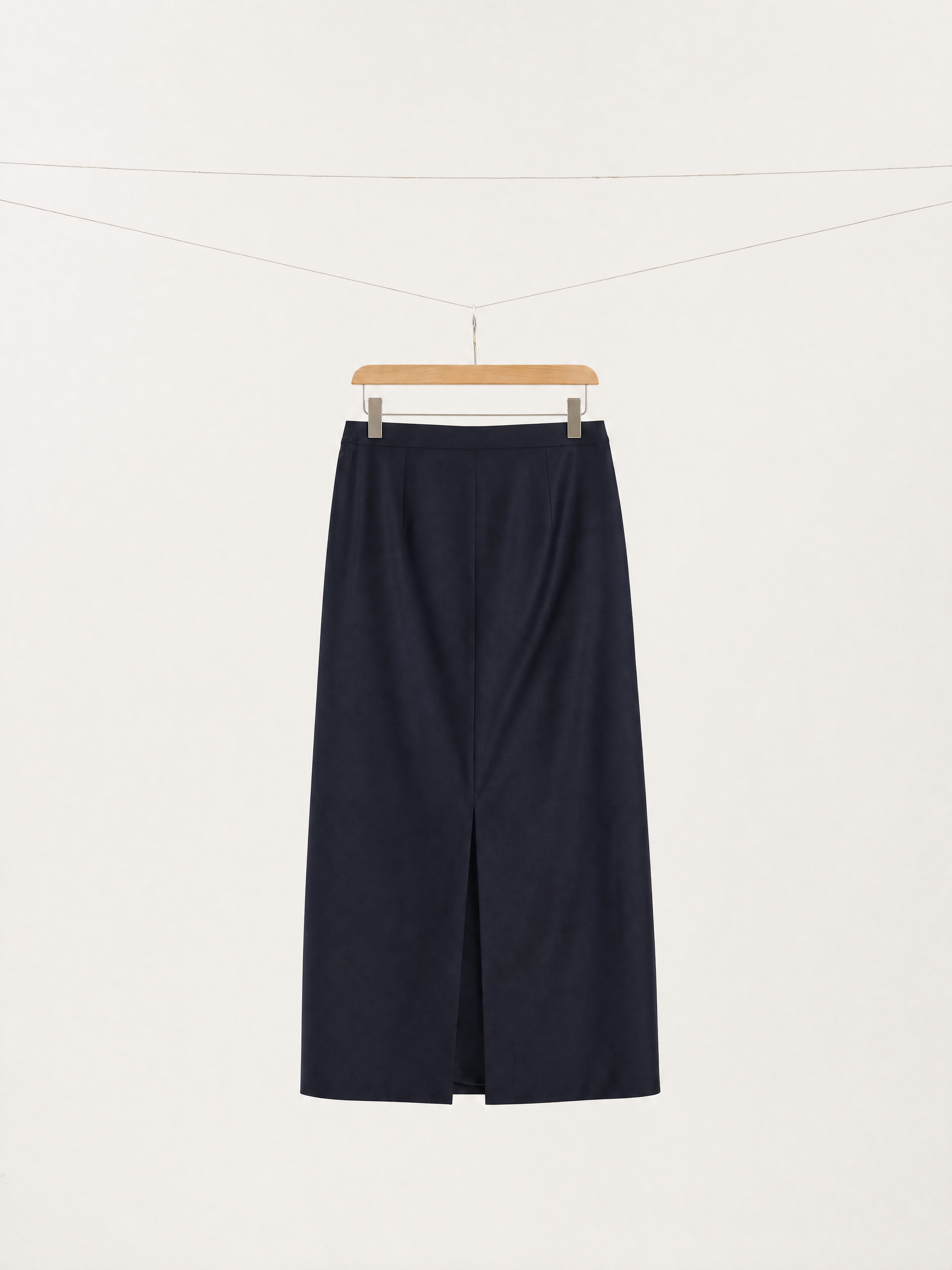 Tailored Wool Straight Midi Skirt